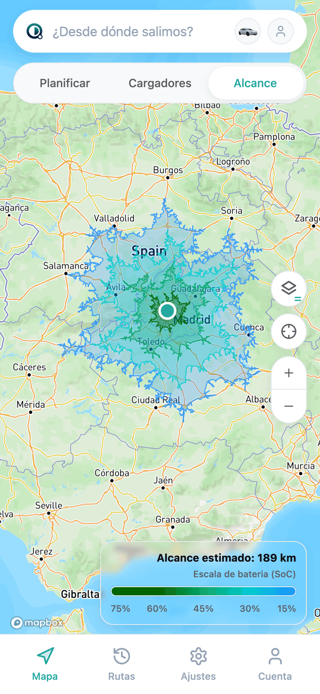 Captura de QuantumDrive: Mapa de alcance
